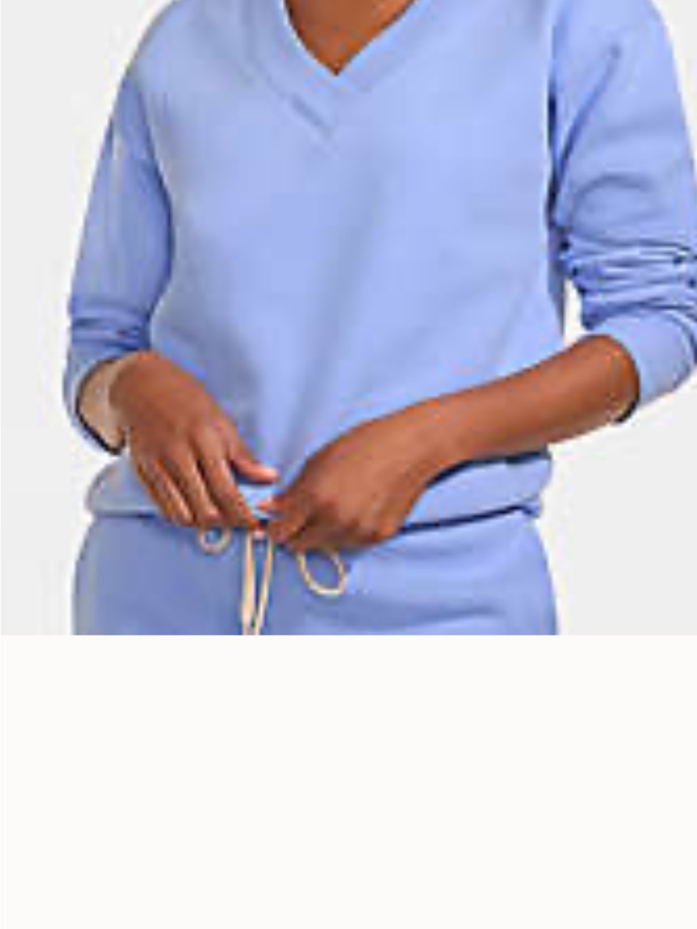 Lands' End Soft Light Blue V-Neck Women's Sweatshirt